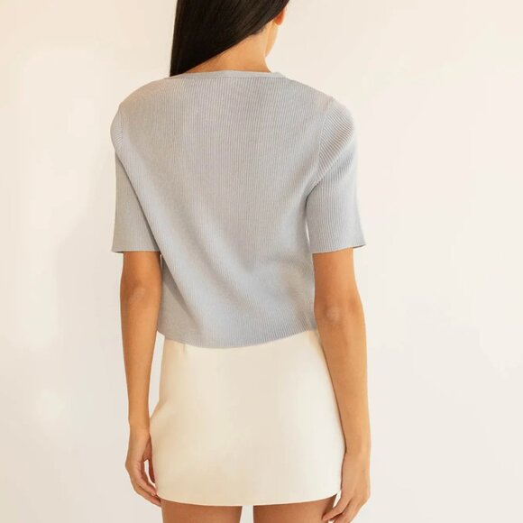 OAK+FORT Cropped Open Front Cardigan in Arctic Ice Size XS (NWOT) - Picture 5 of 6